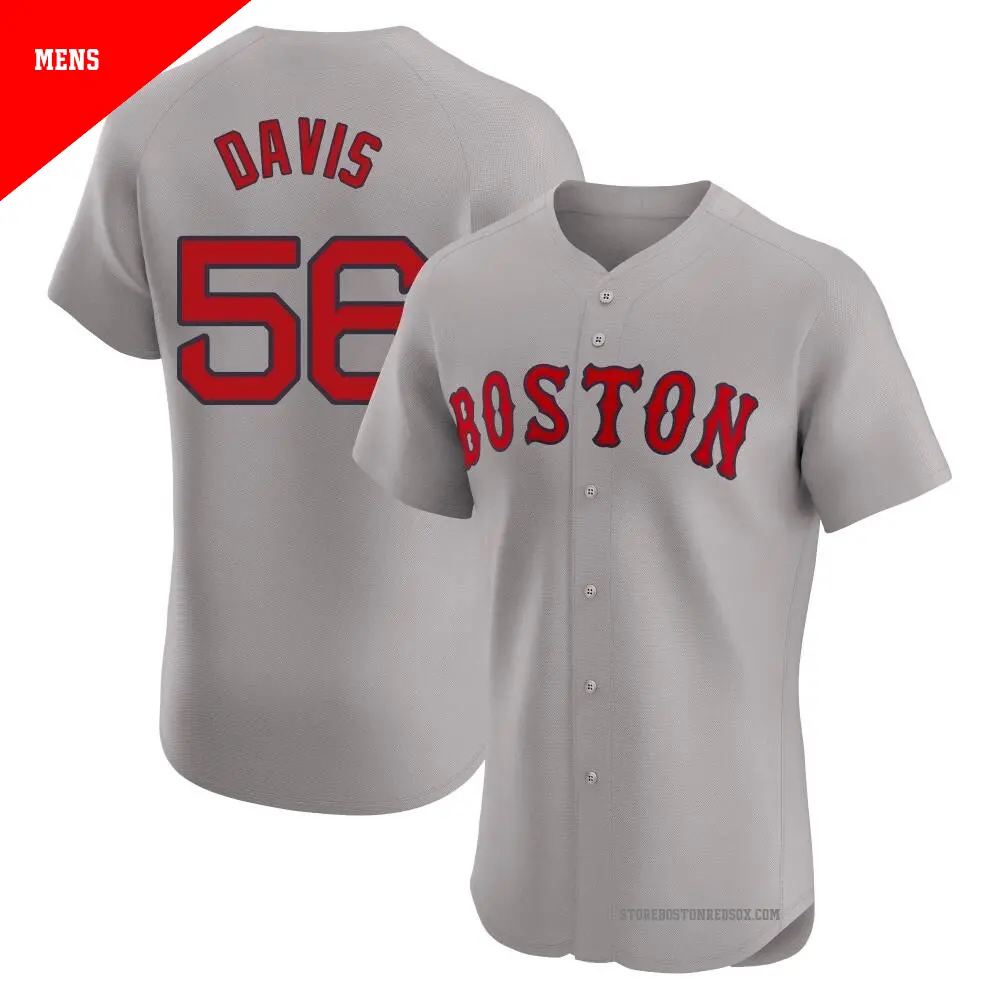 Men s 56 Austin Davis Boston Red Sox Gray Elite Road Jersey